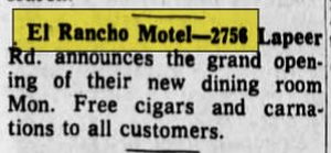 El Rancho Motel - Nov 18 1967 Article On New Dining Room